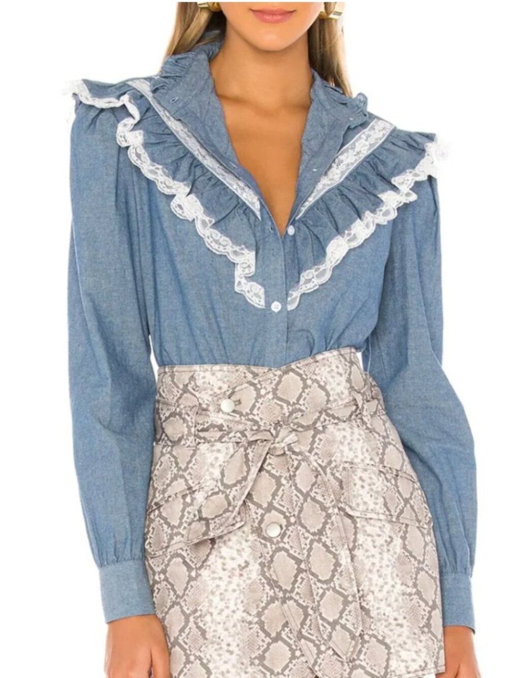NWT Petersyn Almira Blouse in Chambray Size Small